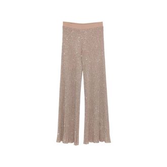 D.exterior Wide Trousers, female, Brown, Size: L Wide and Soft Sequin Pants