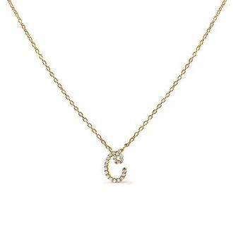 House of Brilliance 10K Gold Diamond Accent A-Z Initial Script Style Pendant Necklace in Yellow | D at Nordstrom