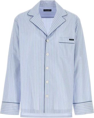 Dolce & Gabbana Geborduurde poplin overhemd - Heren - Casual Overhemden - Blauw - XL - Overhemden