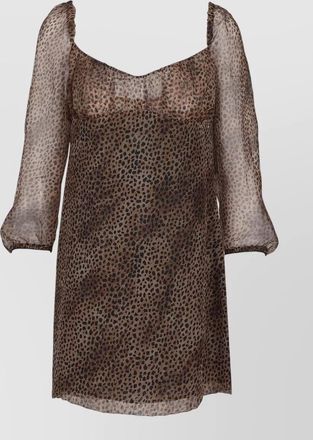 Saint Laurent silk dress leopard motif square neckline