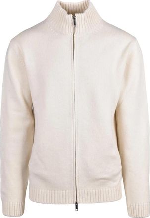 Daniele Fiesoli Giubbino con zip - Heren - Vesten - Wit - 2XL - Wol - Truien & Vesten