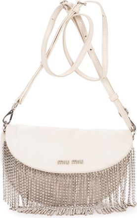 Miu Miu Pre-owned Womens Crystal Fringed Crossbody Shoulder Bag - Ivory - One Size