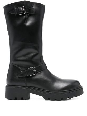 Keys buckle strap boots - women - Calf Leather/Calf Leather/Fabric/Rubber - 38 - Black