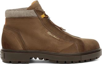Santoni Suede Wandelschoen - Heren - Veterlaarzen - Bruin - 40 EU - Su&egrave;de - Schoenen