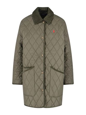 Polo Ralph Lauren Green Quilted Velvet Collar Recycled Jacket