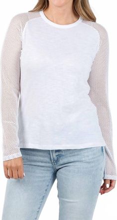 Goldie London Soleil Saddle Fishnet Long Sleeve Top In White