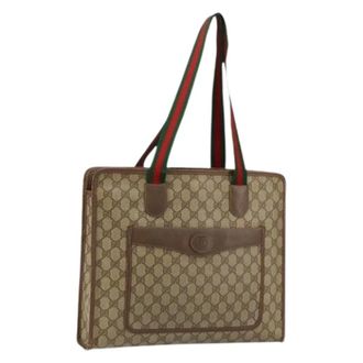 Gucci Pre-owned Tote Bags, female, Beige, Size: ONE SIZE Pre-owned Canvas Tote Bag