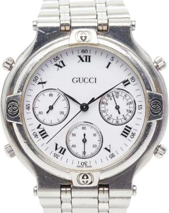 Gucci Pre-owned Watches, male, White, Size: ONE SIZE Pre-owned Stainless Steel Chronograph