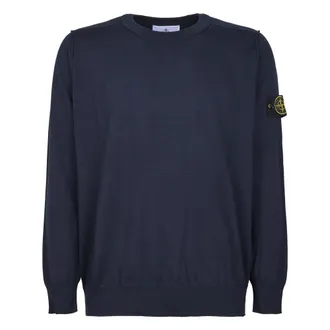 Stone Island Round-neck Knitwear, male, Blue, Size: 2XL Crewneck Sweater