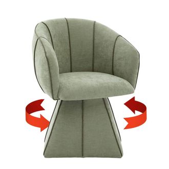 Urban Meuble Sill&oacute;n giratorio 360&deg; en tela chenilla verde oliva, respaldo alto