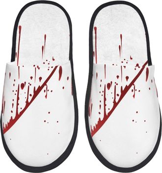Generic Hotel Slippers Bloodiness Hand Warm Fluffy Slippers Unisex Indoor Shoes For Bedroom Men Guest Room L