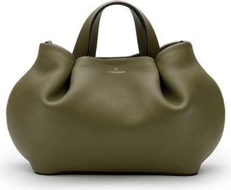 La Portegna Isabela Shoulder Bag Sculpted From Full Grain Leather in Khaki at Nordstrom