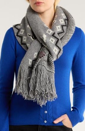 Damson Madder Cecily Bunny Intarsia Oversize Scarf in Grey at Nordstrom Rack