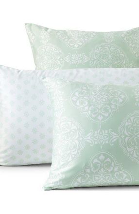 Lands End 400 Thread Count Premium Supima Cotton No Iron Sateen Duvet Bed Cover in Soft Sea Green Medallion Geo at Nordstrom, Size King