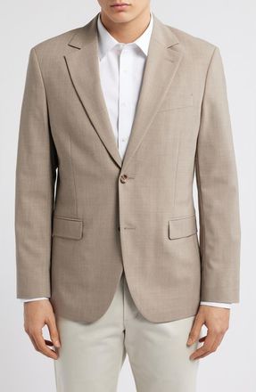 Nordstrom Henrik Trim Fit Solid Stretch Wool Suit Jacket in Brown Taupe at Nordstrom Rack, Size 40Regular