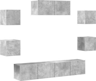 vidaXL Set De Muebles De Tv 7 Pzas Madera Contrachapada Gris Hormig&oacute;n Vidaxl