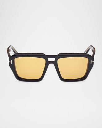 Tom Ford Mens FT1202M Acetate Rectangle Sunglasses