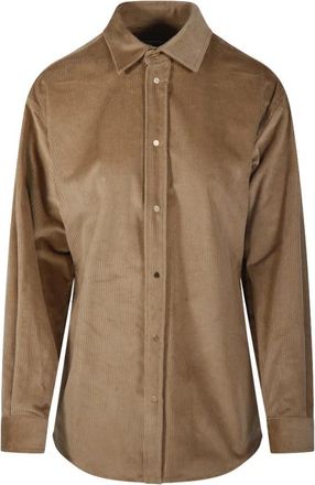 Darkpark Anne Corduroy Tailored Shirt - Dames - Overhemden - Beige - M - Leer - Overhemden