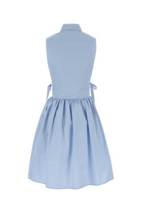 Miu Miu Womens Light-Blue Poplin Shirt Dress Azzurro Exterior: Cotton Abiti