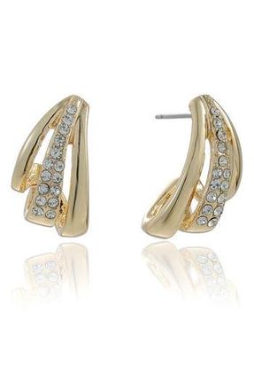 Ettika Double Cubic Zirconia Line Hoop Earrings in Gold at Nordstrom Rack