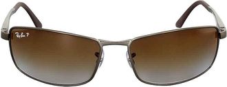 Ray-Ban Ray Ban Polarized Brown Gradient Rectangular Mens Sunglasses RB3498 029/T5 61