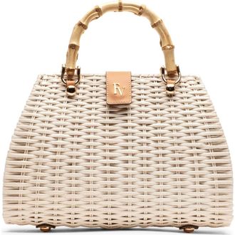 Frances Valentine Rooster Woven Wicker Top Handle Bag in Off White at Nordstrom