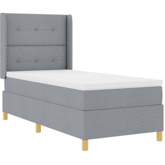vidaXL Cama Con Somier Con Colch&oacute;n Gris Claro 90 X 200 Cm Tela Vidaxl