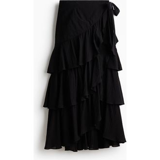 H&M Tiered Wrap Skirt in Black at Nordstrom, Size X-Small