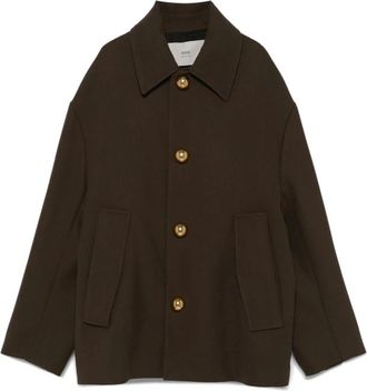 Ami Jassen, Dames, Bruin, L, Wol, Bruine Wol Casual Jas