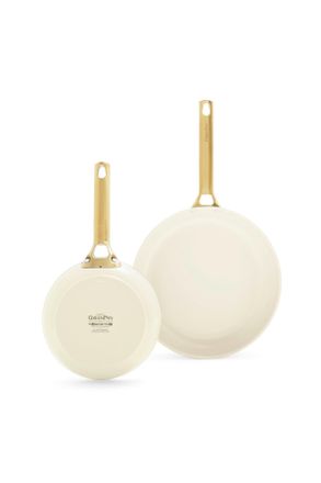 GreenPan Pfannenset, Creme, Goldfarben, Metall, 2-teilig, 0 l, rund, PFAS-frei, Kochgeschirr, Pfannen, Pfannensets