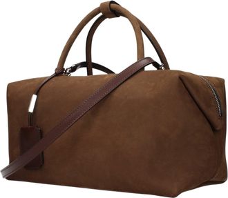 Max Mara Womens Suede Top Handle Bag Brown Leather