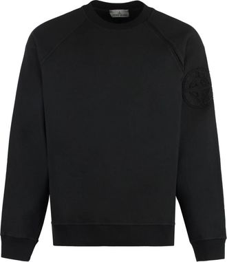 Stone Island Cotton Crew-Neck Sweatshirt - Heren - Sweatshirts - Zwart - 3XL - Katoen - Hoodies & sweatvesten