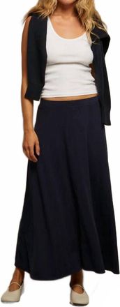 perfectwhitetee Liza Slub Jersey Circular Maxi Skirt In Navy