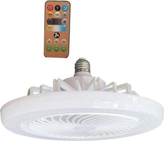 No Brand Ventilador De Techo Con Mando A Distancia, Bombilla E27 De 30 W Integrada, Funcionamiento Silencioso, Ideal Para Sal&oacute;n, Dormitorio Y Oficina, Con 3 Co
