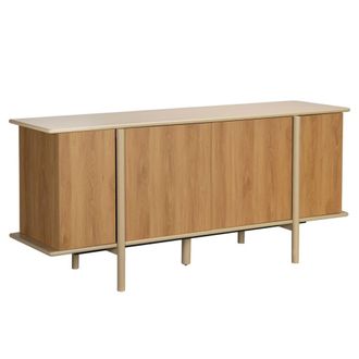 Oviala Aparador efecto madera 4 puertas 180 cm crema