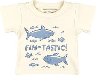 LOvedbaby Boxy Organic Cotton Graphic T-Shirt in Shark at Nordstrom, Size 12-18M