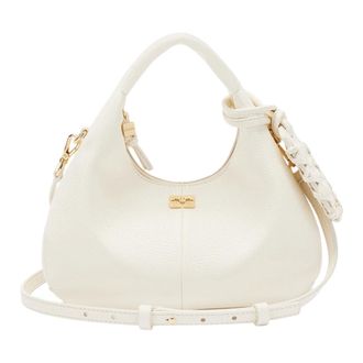 Ganni Handbags, female, White, Size: ONE SIZE Grained Mini Hobo Bag