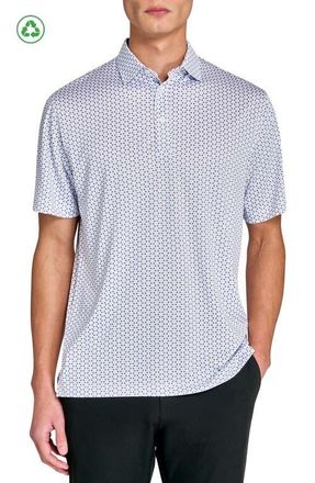 ConStruct Regular Fit Micro Floral Dot Recycled Performance Golf Polo in White/blue at Nordstrom, Size Xxx-Large