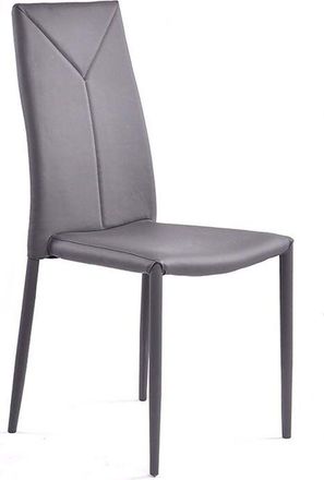 Oresteluchetta Juego De 4 Sillas Grises En Piel Sint&eacute;tica Dise&ntilde;o Moderno Charmy Grey