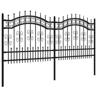 Berkfield Home Stunning Garden Fence with Spear Top Black 140 cm Powder-coated Steel