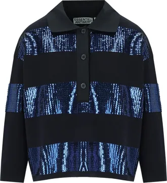 Essentiel Illuminati Black Knitted Poloshirt