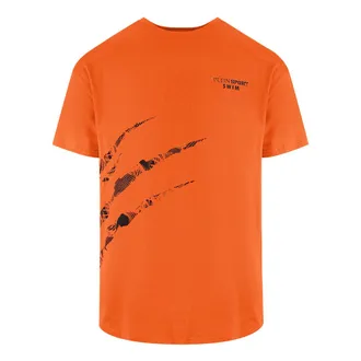 Plein Sport Korte Mouwen Scratch Logo T-shirt in Oranje