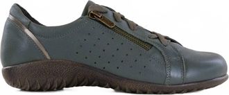 Naot Womens Moko Lace Up Shoe In Green Leather Pewter