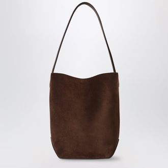 The Row Small Park Tote Edge suede leather tote in brown