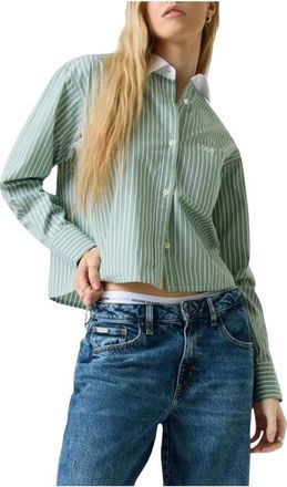 Guess Relaxed Katoenen Overhemd - Dames - Overhemden - Groen - S - Katoen - Overhemden