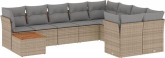 vidaXL Juego De Sof&aacute;s Jard&iacute;n Con Cojines Beige 10 Pzas Rat&aacute;n Sint&eacute;tico Vidaxl