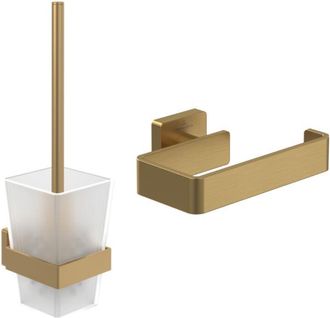 Villeroy & Boch Villeroy&boch - Dispensador De Papel Higi&eacute;nico Sin Tapa + Escobilla Villeroy Et Boch Striking Cromo Cepillado Oro