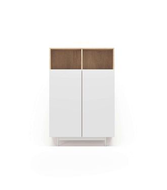 HERDASA Herdasa - Mueble Auxiliar Modelo 603-1 Acabado Roble/blanco, 110 X 90 X 34 (alto X Ancho X Fondo)
