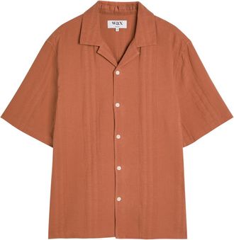 Wax London Didcot Seersucker Shirt - Orange - XL