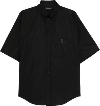 Balenciaga Embroidered-Logo Short-Sleeve Shirt - Mens - Polyester/Cotton